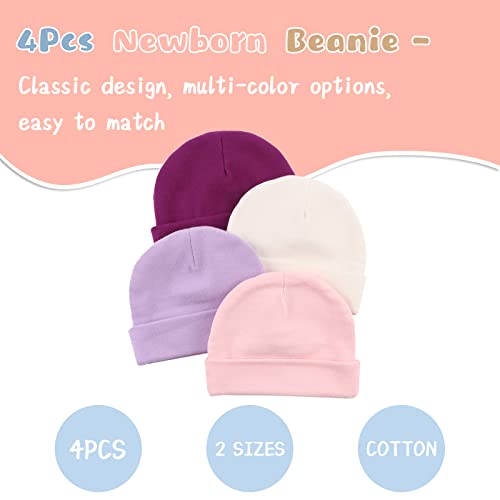 Cotton Baby Girl Hat Preemie Boys Beanie Newborn Hospital Hats Winter Infant Hats For Girls (4Pack-E, Preemie) #TOP2