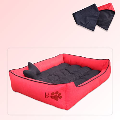 PETITUDE-Premium-XXXL-Dog-Bed-for-Extra-Large-Dogs-Washable-Orthopedic-Big-Dog-Beds-Slip-Resistant-Bottom-Red-106-x-81-x-22-Centimeters