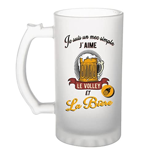 Planetee Chope de bière Volleyball et Bière | Verre à bière pinte Cadeau humour alcool et sport pour Volleyeur