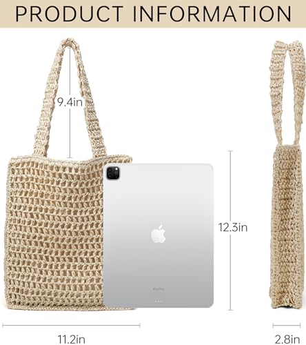 Beach Straw Purse For Women: Large Straw Bags Crossbody Shoulder Handbags - Raffia Woven Tote Purse For Summer Vacation