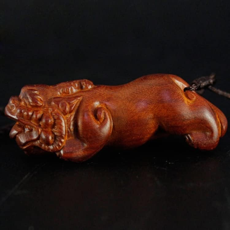 Mascot Wooden Crafts Wood Carving Art Wood Decoration Artwork 科特迪瓦紫檀木貔貅雕刻手把件礼品 科檀小把件挂件(科檀貔貅挂件)