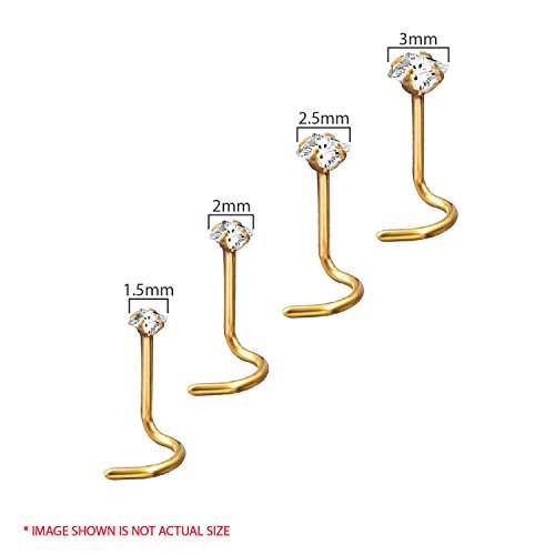 Bodyj4You 6Pc Nose Screw Stud Hoop Ring 20G Goldtone Steel Cz Nostril Girl Women Piercing Jewelry #TOP3