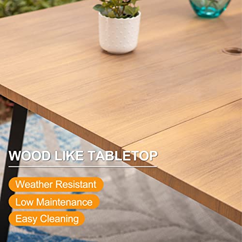 MIXPATIO Outdoor Patio Dining Table, 4 Person 47\" x 47\" Large Metal Square Table with Umbrella Hole for Garden, Backyard and Porch - Thumbnail 5