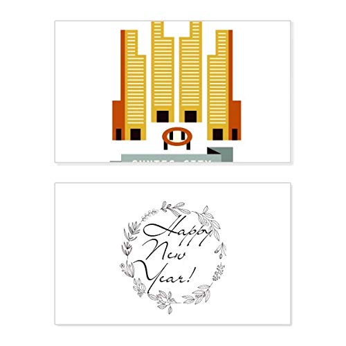 Tarjeta conmemorativa de Año Nuevo con diseño de Singapur Suntec City Landmark y bendiciones