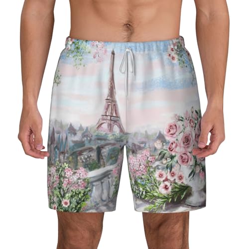 Short de bain pour homme Tour Eiffel doublé pour éviter les irritations sur la plage