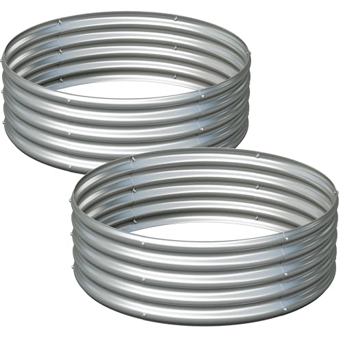 Image of 2Pack 3x3x1ft Galvanized Raised Garden Bed, Planter Raised Garden Beds Outdoor, Round Clearance Raised Garden Beds for Gardening Vegetables