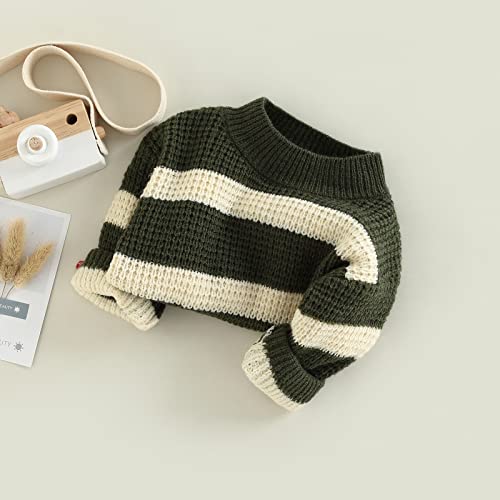 Baby Boy Girl Sweater Striped Knitted Pullover Crewneck Sweatshirt Tops Winter Warm Outfit for Infant Toddler2