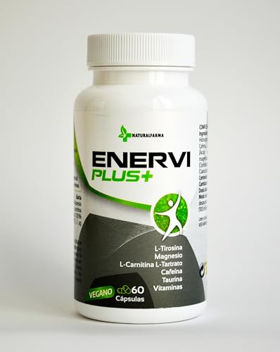 Enervi Plus+ Suplemento Energético Concentrado | Energía, Memoria y Concentración | Cafeína, Taurina, Magnesio, L-Carnitina, L-Tirosina,Vitaminas B6, B12 y C | Efecto Inmediato