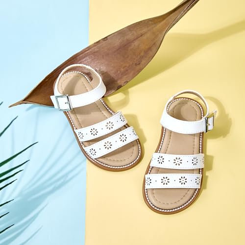 Image of Kolan Toddler Girl Sandals Open Toe Flat Princess Dress Shoes Little Kids