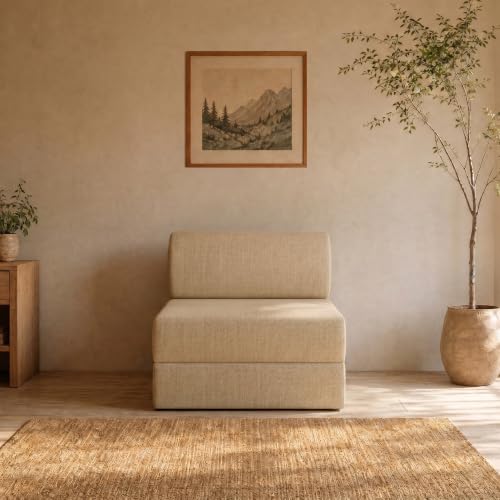Image of Kurlon Sofa Cum Bed | Single Seater 75x30x7 Inch - Folds into a Single Bed | 2-in-1 Sofa & Bed | Foldable Sofa Bed | High Resilience Foam Medium Firm | Washable Zip Cover | 3 Years Warranty