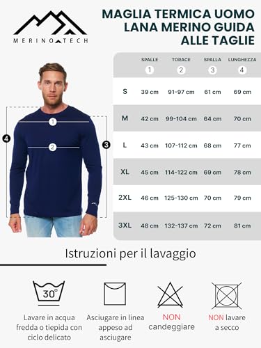 Merino.Tech Maglia Termica Lana Merino Uomo - 100% Intimo Termico Lana Merino Uomo (Xx-Large, 165 Green Olive) - 7