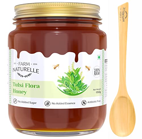Image of Farm Naturelle Raw Tulsi Honey 1200g| Glass Bottle | 100% Pure Unprocessed & Natural Honey | Ayurvedic & Rich in Vitamins and Minerals | Helps Boost Immunity