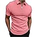 Muscularfit workout shirt Golf Shirts for Men Big and Tall Short Sleeve Quarter Zipper Cotton Shirt Casual Solid Pullover Outdoor Fashion men's cotton linen shirts short sleeve Pink XL
