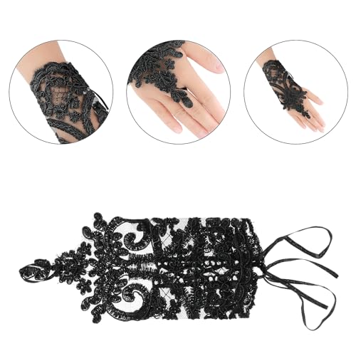 Lusofie Short Lace Fingerless Gloves for Women - Formal, Tea Party, Bridal, Prom, Opera Lace Soft Fingerless Weeding Gloves3