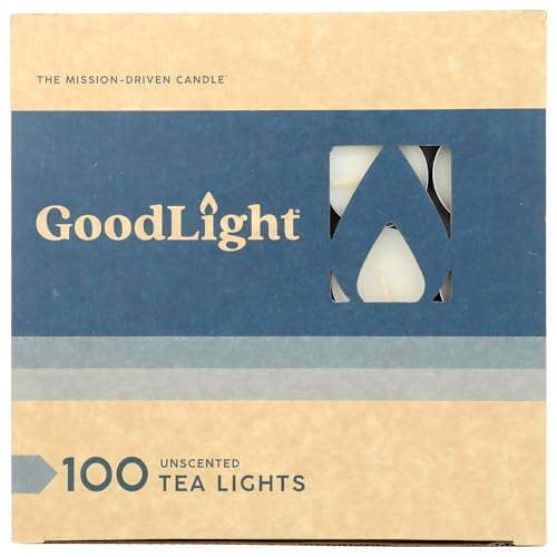 GoodLight Unscented Vegan and Paraffin-Free Tea Light Candles (100 Candles)