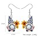 BONSNY 4th of July Cute Acrylic Patriotic Gnome Dangle Earrings Gifts for Women Funny Hypoallergenic Jewelry American Flag Design Sunflower Torch Bearer Accessories (Floral)