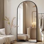 76"X34" Large Arched Floor Mirror Full Length with Stand, Black Hanging or Leaning Standing Full Length Mirror for Bedroom Living Room Gym, Tempered Glass Full Body Mirror, Aluminum Alloy Frame