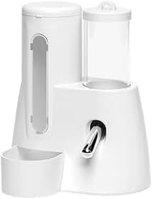 Comedouro e Bebedouro 2 em 1 Para Hamsters, Dispenser Automático Ração e Água Para Roedores Compacto Higiênico, Design De Bola De Rolopara 125 ml Branco