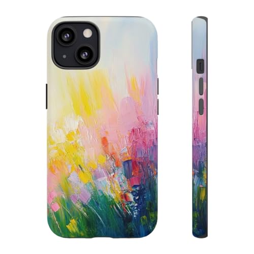 Coque iPhone 13 rigide mate design abstrait coloré