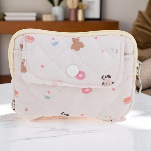 1Pcs Card Wallet Donut Bears Flip Wallet Polyester Pink 12x9cm