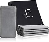 JF.kitchen® | 12 Stoffservietten mit Faltanleitung aus extra hochwertiger Baumwolle 40x40cm (Grau)