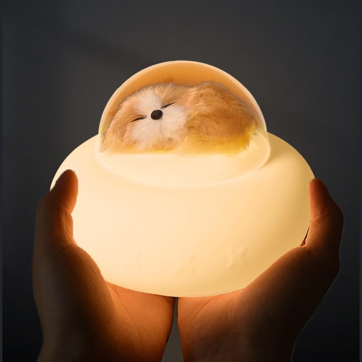 Image of Baby Kids Silicone Night Lamp Light | Cute Night Light Kids Pet Spaceship Bedside Lamp LED Colour Changing Light | Bedroom Table Desk Office Lamp (Dog Design, Pack of 1)