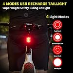 ROCKBROS Smart Bike Tail Light Brake Sensing Bicycle Arrière Lights pour l'équitation nocturne USB Remboursé IPX6 Imperméable Bright LED Vélo léger 260mah pour la sécurité à vélo 4 Modes