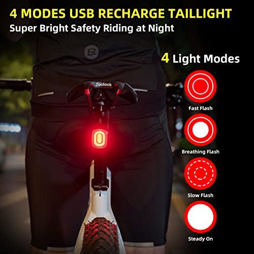 Image of ROCKBROS Smart Bike Tail Light Brake Sensing Bicycle Rear Lights for Night Riding USB Rechargeable IPX6 Waterproof Bright LED Bike Light 260mah for Cycling Safety Road Bicycle Taillight 4 Modes