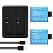 AKASO 2 x 1050mAh Low Temperature Resistant High Capacity Rechargeable Battery with USB Dual Charger for AKASO EK7000/EK7000 Plus/EK7000 Pro/Brave 4/ Dragon Touch Vision 3/Vision 4 Action Camera