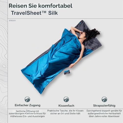 Hüttenschlafsack Seide (Blau One Size) Hochtourenjacken