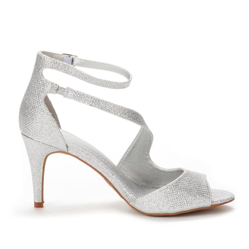 Image of DREAM PAIRS Women's Open Toe Stiletto Elegant Sandals | Open Toe Ankle Strap Dress Heels, Comfort Formal High Heels for Wedding, Date Night and Party Occasions