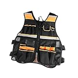Leefasy Safety Tool Vest Enough Pockets Electrician Carpenters Reflective Chest Tools Vest Tool Holder Adults Workwear for Industrial Outdoor Work