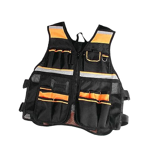 Leefasy Safety Tool Vest Enough Pockets Electrician Carpenters Reflective Chest Tools Vest Tool Holder Adults Workwear for Industrial Outdoor Work