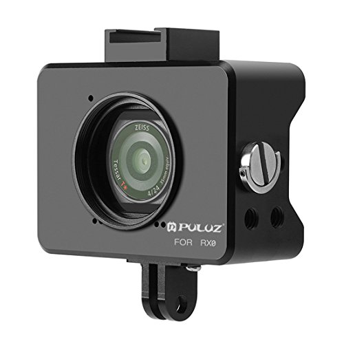 Gehäuse für Sony RX0, CNC-Aluminium-Legierung, Schutzkäfig mit 37 mm UV-Objektiv und Bodenhalterung und Schraube (schwarz)