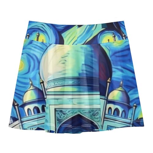 Tennis Skirts for Kids Starry Palace Blue Girls Skorts Athletic Shorts Summer Girl Skort 4t2