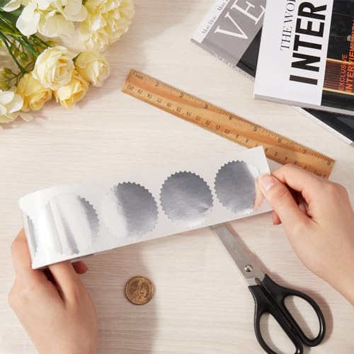 CRASPIRE 250Pcs Silver Envelope Seals Stickers Blank Silver Stickers Certificate Award Seals Stickers Metallic Stickers with Serrated Edge 2" Round Labels Silver Foil Stickers for Package Wedding - Image 3