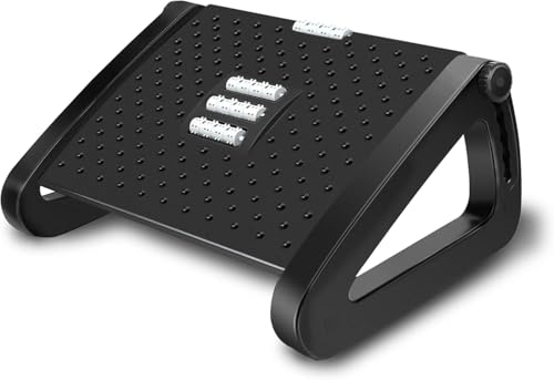 Office Foot Rest Under Desk Adjustable Height/Angle Ergonomic Foot Stool with Large Roller Massager Function for Improved Posture/Pressure Relief/Straightening The Hunchback Home Office-B