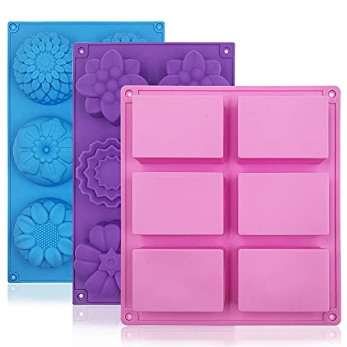 3 PCS Soap Moulds for Soap Making Supplies, FineGood Silicone Muffin Trays Cupcake Cake Baking Moulds Silicone Flower Moulds 3 PCS Soap Moulds for Soap Making Supplies, FineGood Silicone Muffin Trays Cupcake Cake Baking Moulds Silicone Flower Moulds
