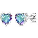 Gem Stone King 6MM Heart Shape Gemstone Birthstone Stud Earrings | 925 Sterling Silver | Heart Earrings For Women Men | Fine Jewelry Gifts for Her Mom Women Wife
