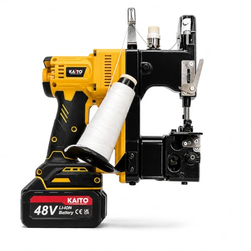 Image of KAITO 48V Cordless Bag Closer Sewing Machine | Brushless Motor | Only 3.5 KG | Single Needle | Metal Body | Portable & Lightweight | 2 x 5.0Ah (10Cell) Battery | Extra Needle, Thread & Accessories