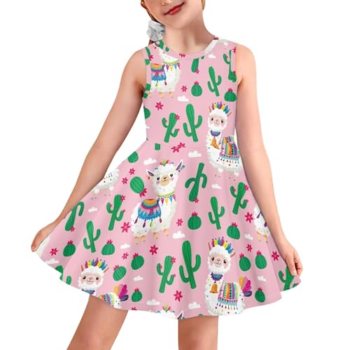 Summer Cute Sundress Girls Casual Flowy Midi Fit and Flare Party Dress Vacation Comfy Sleeveless Dress