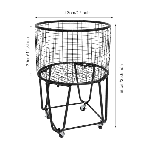 Image of Wire Metal Deep Set Rolling Laundry Basket,Wire Laundry Basket With Wheels