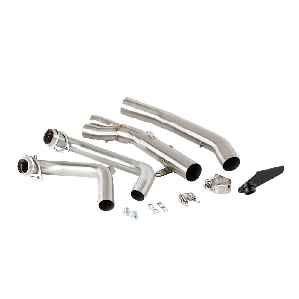 FUNFOB Marmitta Moto per per Tuareg 660 2021-2023 Silenziatore Scarico Moto Collegamento Tubo Catalizzatore Eliminare Tubo 51mm Tubo Centrale Scarico