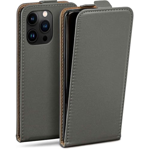 Étui pour iPhone 16 Pro moex en cuir synthétique gris avec protection 360