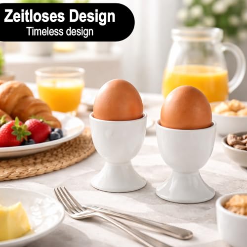 com-four® 6X Eierbecher aus Keramik - weiße Eierhalter für Tisch und Küche - spülmaschinengeeignet und mikrowellengeeignet - Klassische Eierbecher für Frühstück (6 Stück - Classic)