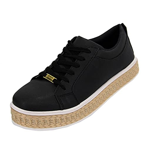 Tênis Sapatenis Flatform Casual Sola Alta Selten Preto 33, Preta