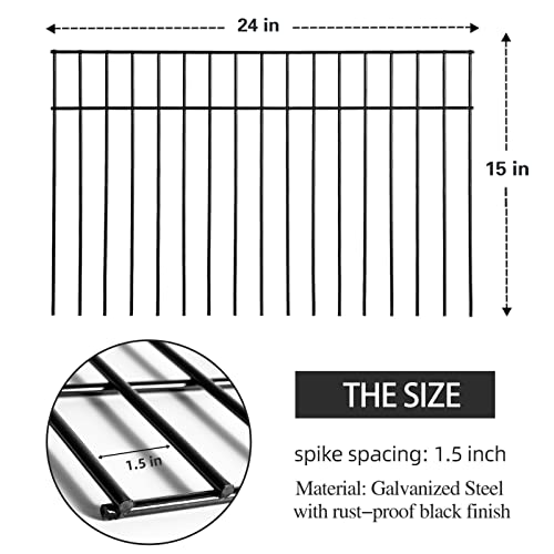 No Dig Fence 24X15-Inch Animal Barrier Fence Underground Decorative Garden Fencing With 1.5 Inch Spike Spacing Dog Fence For The Yard Metal Fence Panel Ground Stakes For Outdoor Patio (5 Pack) #TOP2