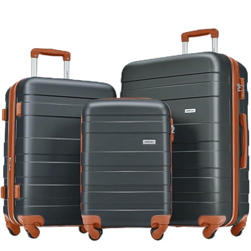 Merax 3 Piece Suitcase Sets, Hardside Carry-on, Checked Luggage, Lock, ...