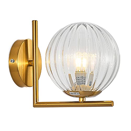 CHUNGYANG Aplique de pared de cristal simple para interiores, lámpara de pared para dormitorio, estudio creativo, lámpara de noche, lámpara de noche decorativa de lujo, esférica decorativa para sala