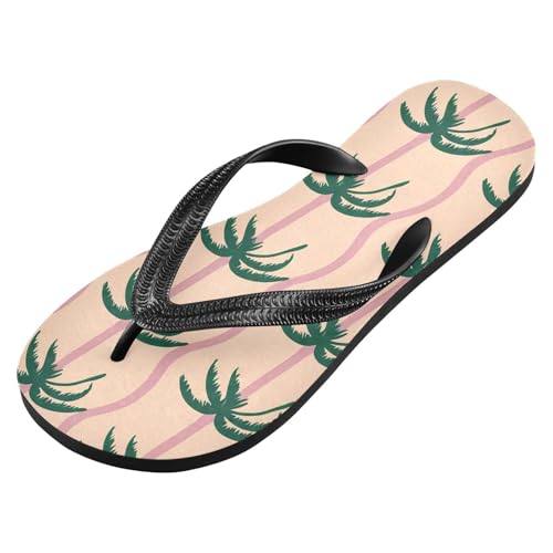 Palm Tree Stripe Beige Flip Flops for Beach Thong Sandals Anti-slip Lightweight Shower Shoes for House Indoor Outdoor2